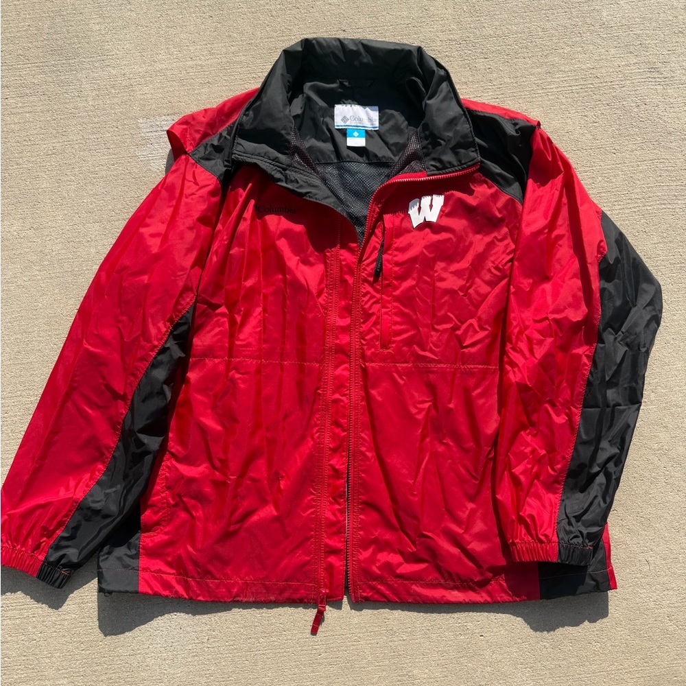 Columbia Red and Black Windbreaker Jacket Mens XL